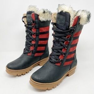 KEEN Wapato Leather Water Resistant Lace Up Tall Boot red black